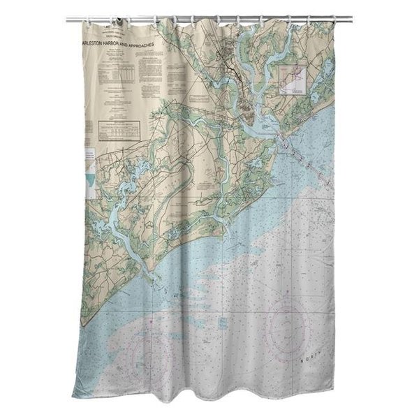 Betsy Drake Betsy Drake SH11521 70 x 72 in. Charleston Harbor & Approaches; SC Nautical Map Shower Curtain SH11521